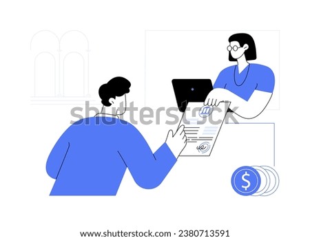 Get the proof of funds abstract concept vector illustration. Citizen getting document to proof of funds from bank worker, government services and procedure, immigration sector abstract metaphor.