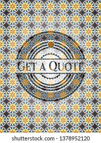 Get a Quote arabic badge. Arabesque decoration.