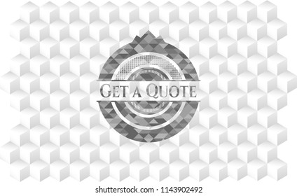 Get a Quote grey emblem with geometric cube white background