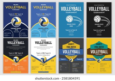 Get ready to boost your volleyball event promotions with this eye-catching flyer template! Designed for volleyball championships, tournaments, and match invitations, this editable 
