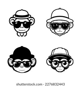Get ready to go bananas over this cute kawaii monkey logo collection. Each illustration features a fun-loving monkey sporting stylish sunglasses for a touch of whimsy and charm