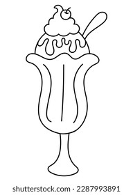 Get ready to indulge in some coloring fun with our cute ice cream illustration! Perfect for children's coloring books, this delicious treat will bring a smile to any kid's face.