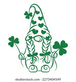 Get ready for a love-filled St. Patrick's Day. Raise a glass to love and laughter with our adorable gnome surrounded by hearts. Download our digital vector illustration. Cheers to a pint full of love!