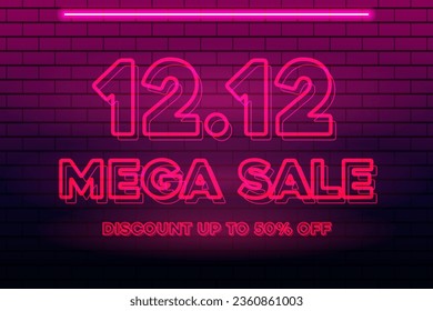 Get ready for massive discounts on 12.12 with our Neon Mega Sale Banner. Shop now for unbeatable deals!