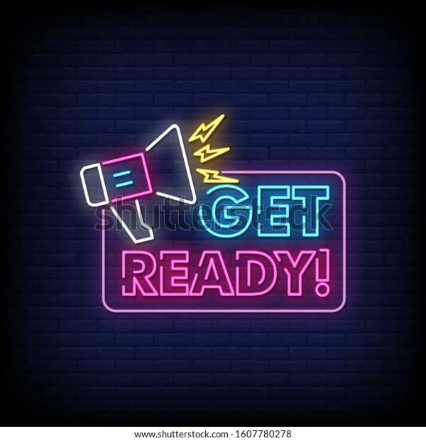 Get Ready Neon Signs Style Text Stock Vector Royalty Free