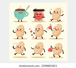 Get ready to smile! Explore a collection of funny, cute, and happy bean characters illustrations that will add a touch of joy and playfulness to any project