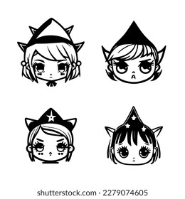 Get ready for some spooktacular fun with this cute kawaii spooky witch head collection set. Each witch head is Hand drawn with charming details that will put a smile on your face