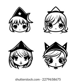 Get ready for some spooktacular fun with this cute kawaii spooky witch head collection set. Each witch head is Hand drawn with charming details that will put a smile on your face