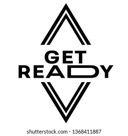 GET READY stamp on white