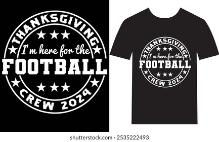 Get ready for the ultimate Thanksgiving celebration with our "I'm Here for the Football Crew 2024" t-shirt! Perfect for football fans who love to enjoy the game during the holiday season. This fun