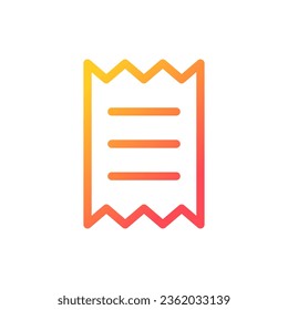 Get receipt for purchase pixel perfect gradient linear ui icon. Payment information. Online market. Line color user interface symbol. Modern style pictogram. Vector isolated outline illustration