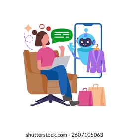 Get Recommendations from AI Assistant Flat Vector Illustration
