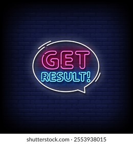 get result neon style vector with brick wall background