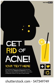 Get Rid Of Acne (Flat Style Vector Illustration Poster Design) With Text Box Template 