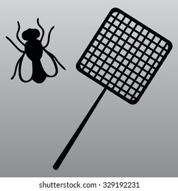 Get rid of flies using a fly swatter vector icon