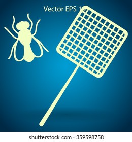 Get rid of flies using a fly swatter vector icon