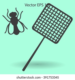 Get rid of flies using a fly swatter vector icon