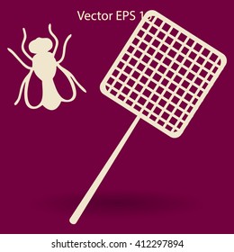 Get rid of flies using a fly swatter vector icon