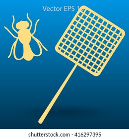 Get rid of flies using a fly swatter vector icon