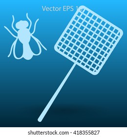 Get rid of flies using a fly swatter vector icon