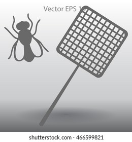 Get rid of flies using a fly swatter vector icon
