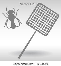 Get rid of flies using a fly swatter vector icon