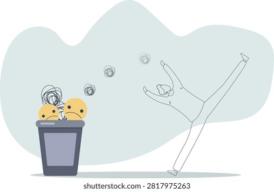 Get rid of work anxiety, stressed and unhappiness emotion, relax to gain happiness concept,life situation and activities.