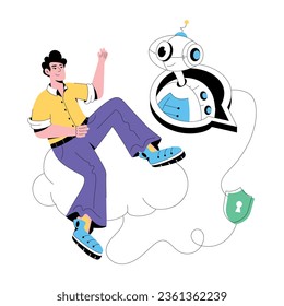 Get robot chat flat illustration 