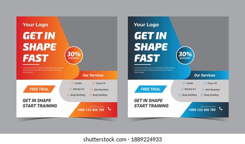 Get in shape gym social media post and flyer