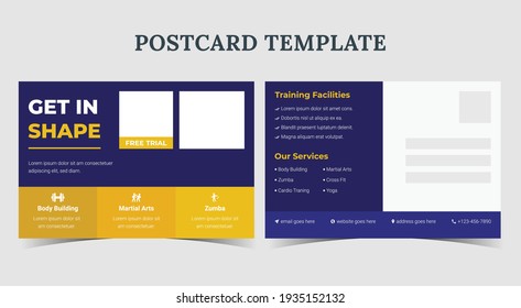 Get In Shape Postcard, Gym Postcard Template