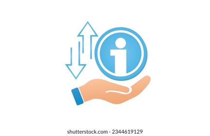 Get or share information, icon, info faq exchange, hand guide concept, assistance, help, editable stroke.on white background.Vector Design Illustration.