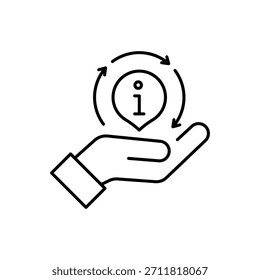 Informationen abrufen oder teilen Symbol Info FAQ Austausch Hand Anleitung Konzept Hilfe editierbare Strich Vektorgrafik