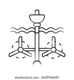 Get a sight of this amazing doodle icon showing water turbine energy