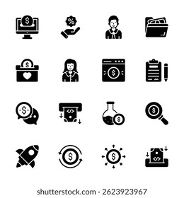 Get a sight of this amazing set of financial services glyph icons