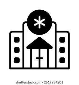 Get a sight of this captivating glyph icon showing hospital building