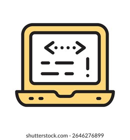Veja este cativante ícone de linha mostrando a codificação do laptop