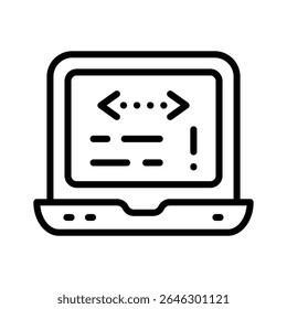 Veja este cativante ícone de linha mostrando a codificação do laptop