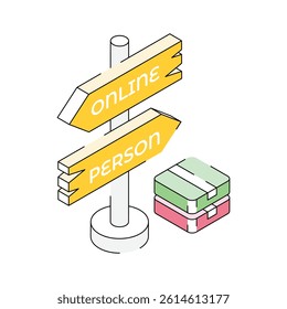 Get a sight of this latest isometric outline icon of delivery direction board