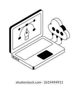 Get a sight of this modern isometric designing pen icon