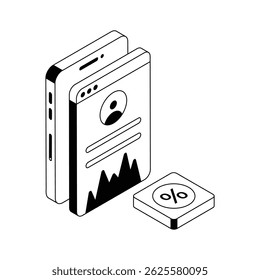 Obtenga una vista de este moderno icono isométrico de perfil de negocio