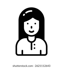 Get a sight of this trendy glyph icon of girl character
