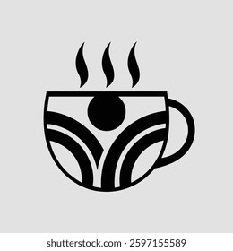 Get a sleek black and white minimalist coffee cup vector illustration, perfect for modern designs, branding, and digital projects. High-quality and stylish, ideal for coffee lovers and creatives.