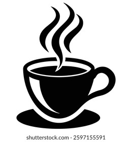 Get a sleek black and white minimalist coffee cup vector illustration, perfect for modern designs, branding, and digital projects. High-quality and stylish, ideal for coffee lovers and creatives.