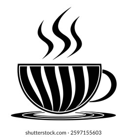 Get a sleek black and white minimalist coffee cup vector illustration, perfect for modern designs, branding, and digital projects. High-quality and stylish, ideal for coffee lovers and creatives.