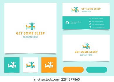 Get some sleep logo design with editable slogan. Branding book and business card template.