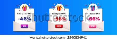 Get special offer gift notification banner pop up set. vector