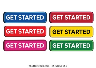 get started 3d buttons vector design