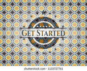 Get Started arabesque style emblem. arabic decoration.