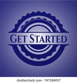 Get Started badge with jean texture