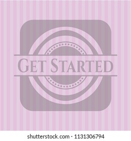 Get Started badge with pink background
